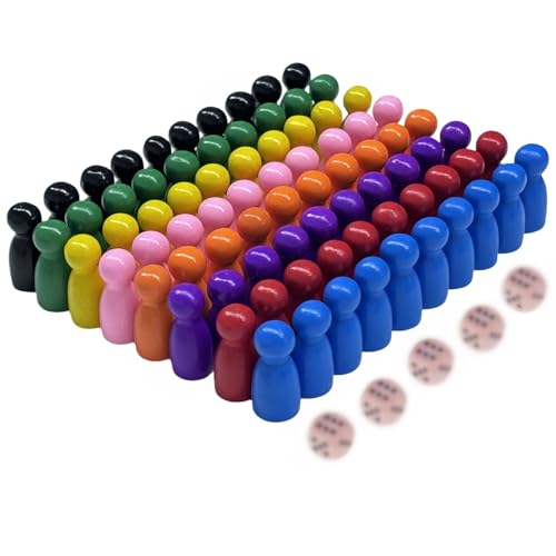 Tokaneit 80 Piezas de Fichas Personajes de Madera y 5 Dados de Madera, Figuras de Juego de Colores, Piezas de Juego de Madera para Juegos de Mesa, Juegos de Fiesta Familiares, Coloridos