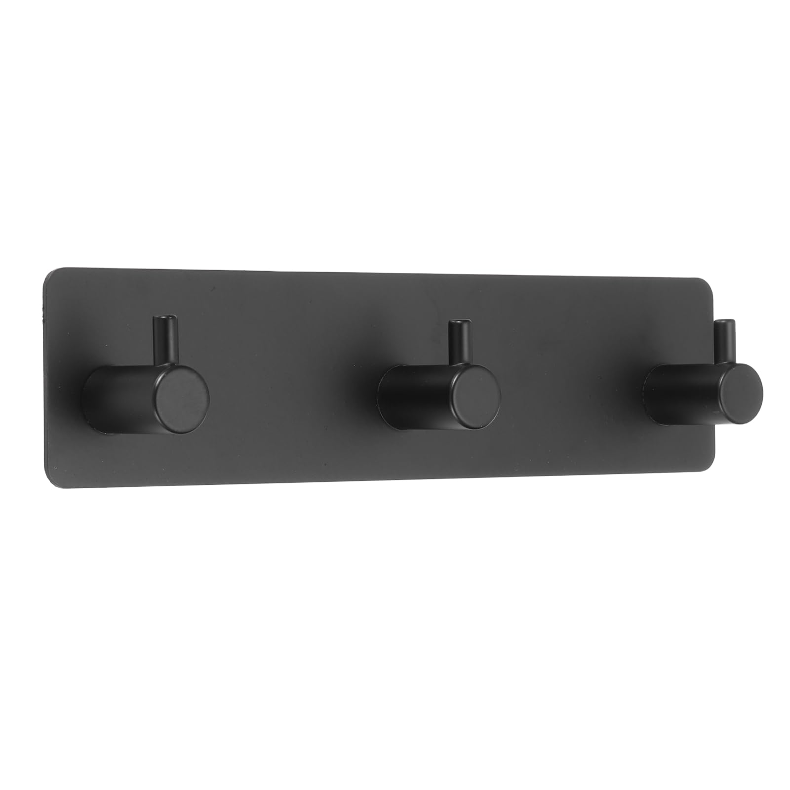 sourcing map 1Set Adhesive Towel Hooks, Stainless Steel Heavy Duty Wall Mount Stick on Towel Rack Hanger Organizer for Entryway Bathroom Bedroom Kitchen, 3 Hooks, Black