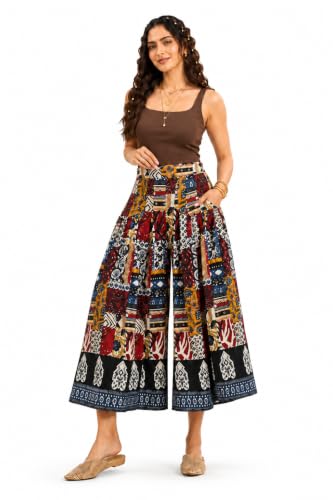 Image of COTLAND Fashions Jaipuri Cotton Printed Flared Palazzo Pants for Women