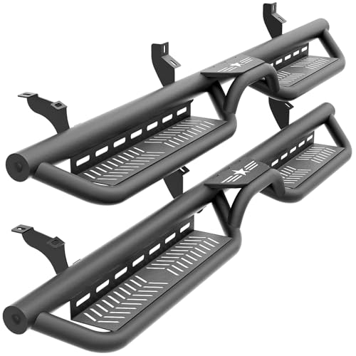 EYOUHZ Crew Cab Running Boards Side Steps Compatible for 2019-2026 Ford Ranger Supercrew Cab (4 Full Size Doors) Two Stairs Design Bolt-on Side Rails Step Nerf Bar (Star Logo Black Powder Coated)