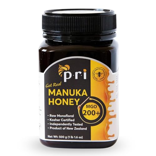 PRI Manuka Honey in jar on white background