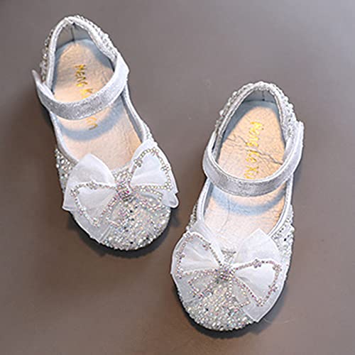 White Sandals for Girls Fashion Spring and Summer Girls Sandals Dress Dance Performance Princess Shoes Sequin Rhinestone (B-Silver, 9.5 Toddler)4