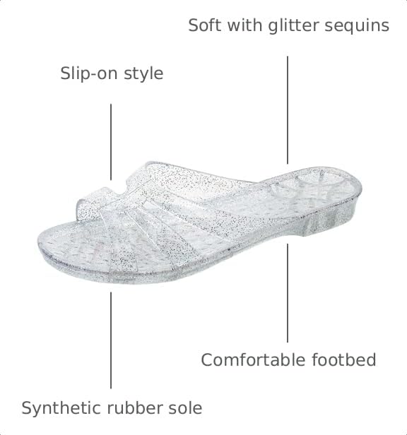 Image of Womens Jelly Shoes, White Jellies Sandals Glitter Clear Flats Slip On Summer Beach Slippers Transparent Closed Toe Soft Slide