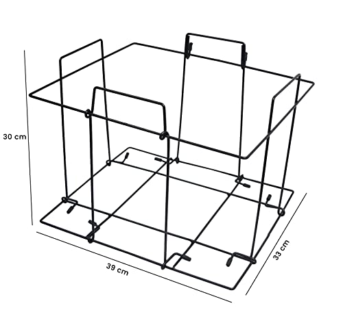 Image of Cast Iron Folding Newspaper Holder Multipurpose Storage Bin for Magazines, Paper, Records, Artwork Black 39x30x33 cm