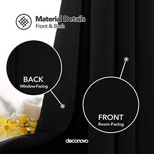 Deconovo Super Soft Room Darkening Curtains Thermal Insulated Eyelet Curtains Blackout Curtains for Boys Bedroom Black 42 x 84 Inch 2 Panels - Image 3
