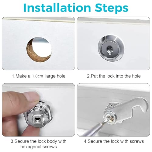 Briefkastenschloss 16mm mit 5 Schlüssel und 5 Verschiedene Schlossplatten, Schrankschloss, Briefkasten schloß, Hebelschloss Möbelschloss für Cupboard, Schranktüren