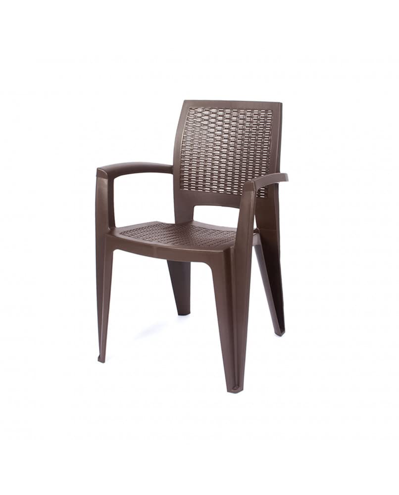 CREVICOSTA QUALITY MARK MARCAS DE CALIDAD - Conjunto Mesa Viana Monoblock + 4 sillas Caribe de Resina (Chocolate)