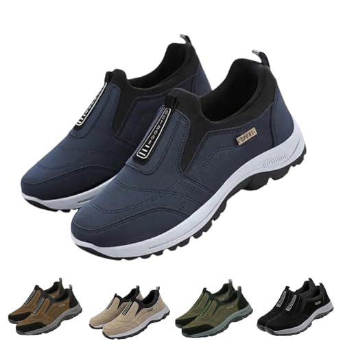 Ideacloth Shoes for Men, Enjerr Orthopedic Shoes Men, Outdoor Hiking Sneakers Anti-Slip Comfortable (Blue,14.5)