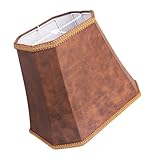 Imitation Cowhide Leather Rectangle Foldable Lamp Shade, SWAIFDEE Large Fabric Lampshade for Living Room Bedroom, 6x8' Top, 9x14' Bottom, 10.5' Height, Natural Linen Table/Floor Lamp Shade Replacement