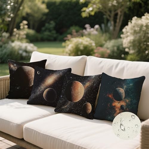 Coussin décoratif housse canapé 70x70 imperméable lot de 4 marron - 3