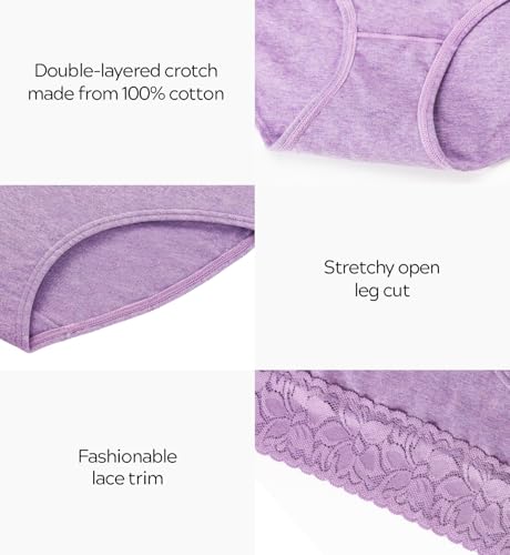 Image of Altheanray Womens Underwear Cotton Panties for Women Bikini Underwear Soft Hipster Lace Breathable Ladies Briefs 5 Pack