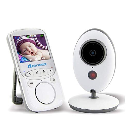 Babyphone 2.4 GHz Baby Monitor 2.4" HD Digital Video Babykamera,Nachtsicht Funktion,2-Way Audio,Eingebaute Musik,Weiß, Modell QE6