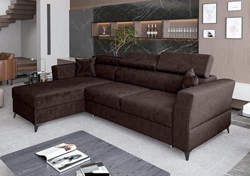 AXLIVING Canapé d'angle petit convertible Ribella - 265 cm de large, marron gauche