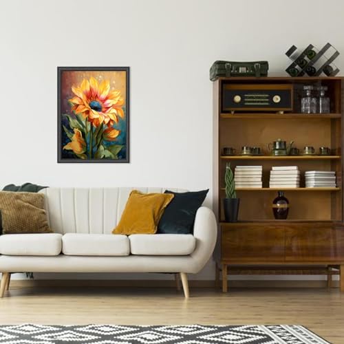 Image of MjhRcll Flowers Stamped Cross Stitch Kits,Daisy Embroidery Starter Kit for Beginners,Cross Stitch Kits for Adults 12x16 Inch