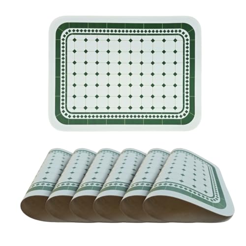 Image of Faux Leather Dining Table Placemats | Heat Insulation & Stain Resistant Waterproof Non Slip Dinner Table Mats | Perfect for Home, Kitchen, Restaurant, Office (Dark Green, Set of 6)