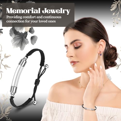 Tondiamo 6 Pcs Cremation Jewelry Glass Urn Bracelet for Ashes Adjustable Personalized Memorial Keepsakes Handmade Braided Ashes Bracelet Bangle Rope for Women Men Loved Ones and Pets4