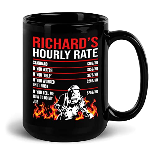 Custom Welder Mug With Name, Welder Hourly Rate Coffee Mug, Welder Mug, Funny Mug Gifts For Welders, Welding Ceramic Mug Black For Men Women, Welder Birthday Gift, Welding Gift Mug 11oz 15oz