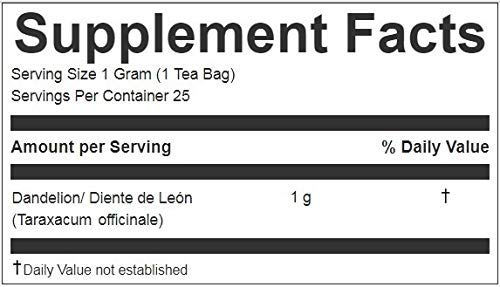 Hanan Peruvian Secrets Diente De Leon Herbal Tea | 100% Natural Dandelion Leaves | 25 Tea Bags | Naturally Supports Digestion | Soothes Occasional Stomach Discomfort - 6 Pack