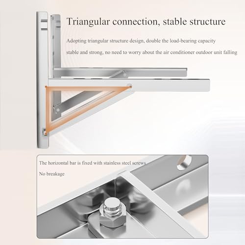 Soportes de acero inoxidable 304 para aire acondicionado, montaje en pared resistente para sistemas mini divididos sin conductos, carga máxima de 450 kg, soporte universal de condensador