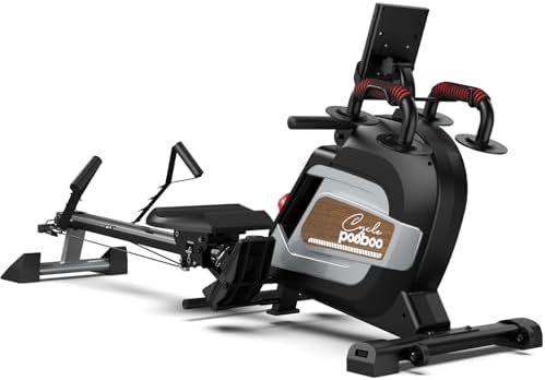 pooboo Magnetic Rowing Machine, Folding Rower with Combination St...