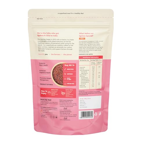 Image of Nourish You Premium Red Quinoa | High Protein Supergrain for Salads, Khichdi, Pulao & Healthy Meals | Gluten Free, Rich in Fiber & Antioxidants | 500g Pack Pack of 5