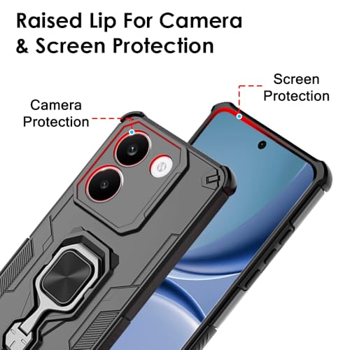 Image of TheGiftKart Tough Armor Bumper Back Case Cover for Mi Redmi Turbo 5 5G / Poco X8 Pro 5G | Ring Holder & Kickstand in-Built | 360 Degree Protection Back Case Cover (PC & TPU, Black)