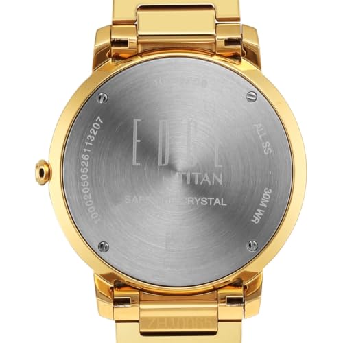 Image of EDGE Meister with Quartz Analog 2 Hands + Date Display Green Dial Solid Link Gold Plated Stainless Steel 316L Strap Watch for Men - 10065YM01