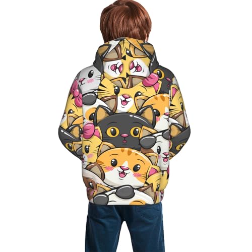Cute Cat Cartoon Kid Hoodies Boys Sweatshirts Girls Pullover with Pocket4