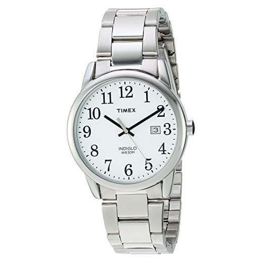 Timex Men's TW2R23300 Easy Reader 38mm Silver-Tone/White Stainless Steel Bracelet Watch