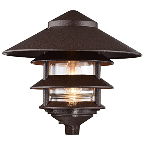 Image of Nuvo Lighting SF76 /637 One Light Three Louver Large Hood 120 Volt Die Cast Aluminum Durable Outdoor Landscape Pathway Lighting, Old Bronze