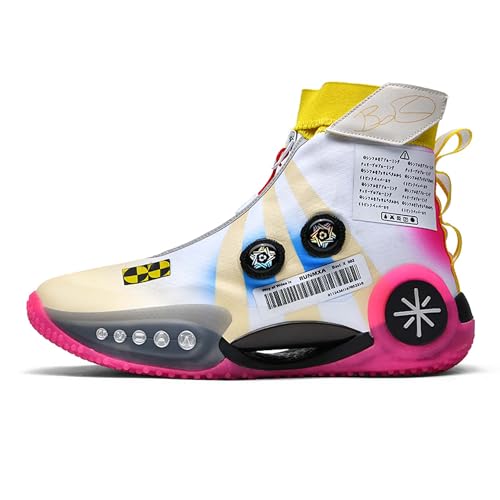 Mens and Womens High Top Buckle Closed Basketball Sneakers Comfortable Breathable Casual Walking Shoes High Elasticity Running Shoes Tennis Shoes Tennis Competition Shoes Non Slip High Jump Sneakers