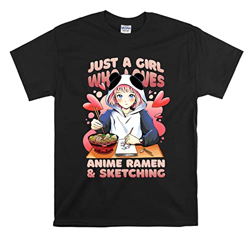 T-shirt Anime Girl Ramen XL Noir - Finis les Imprimés Manga Fragiles