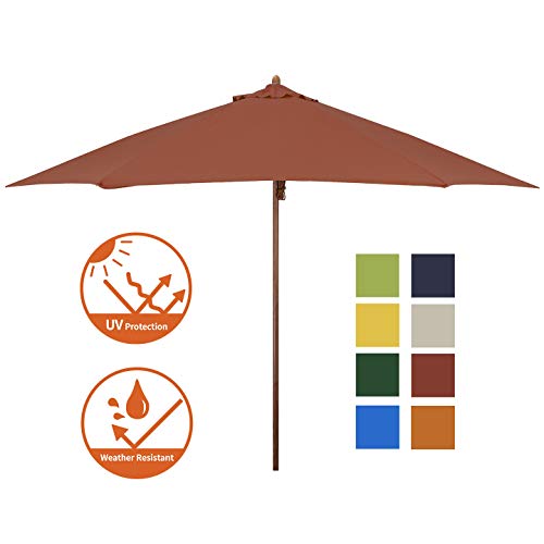 Shade Basics Shade Basics 11 Rd Faux Wood Steel Patio Umbrella Push Open Pin Stop Brick Red From Amazon Daily Mail