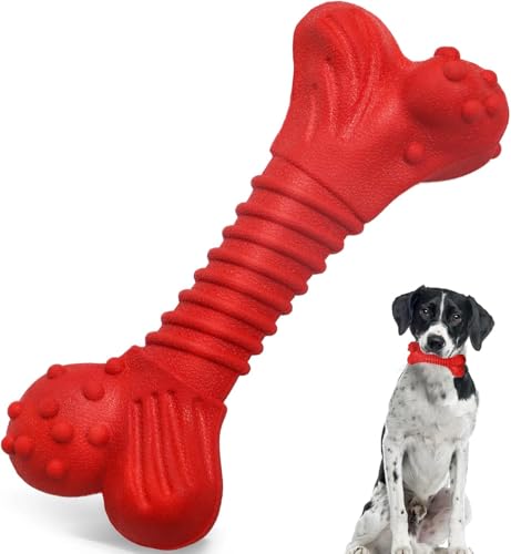Image of Dog Toys for Aggressive Chewers, Dog Toys for Medium Large Dogs, Natural Rubber Dog Chew Toys with Beef Flavor, Indestructible Chew Toys for Aggressive Chewers (red)