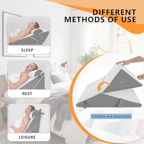 KATLKIU Ortopedyczna trójkątna poduszka 56 × 56 × 30 cm - Memory Foam Anti-Reflux, zapobiegająca chrapaniu, czytanie i regeneracja po operacji, ulepszona wersja