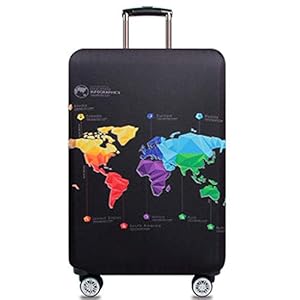 YEKEYI Reis-koffer Protector ritssluiting koffer afdekking wasbaar print bagage afdekking 45-81 cm, MAP, Medium,