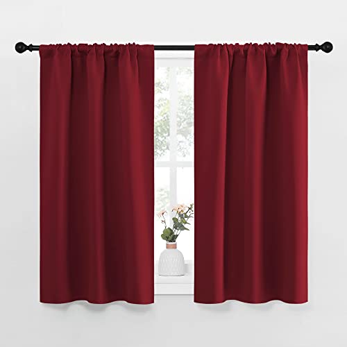 Nicetown Burgundy Curtains Blackout Drape Panels - Lights Block Out Window Treatment Short Curtain Sets For Loft And Basement Decoration (Set Of 2, 34 By 45-Inch) #TOP3