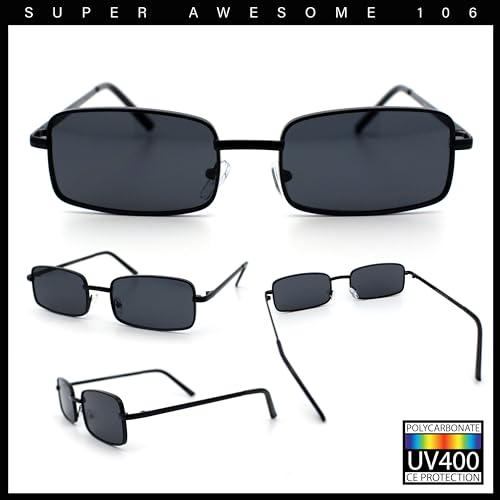 SA106 Mens Retro Vintage Narrow Rectangular Pimp Metal Sunglasses3
