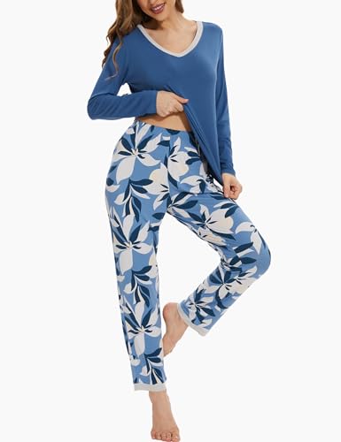 Image of GYS Women's Bamboo Viscose Long Sleeve Pajamas Set