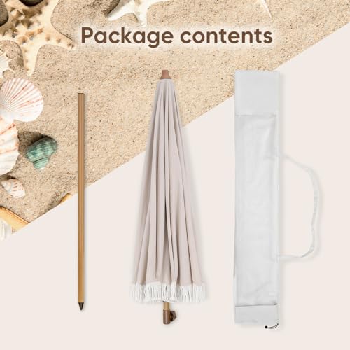 Image of Tempera Heavy Duty High Wind Beach Umbrella with Sand Anchor & Carry Bag | Patio Outdoor Umbrella with Aluminum Frame and Push Button Tilt, Ideal for Garden Lawn, UPF 60+