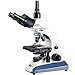 AmScope T520A Compound Siedentopf Trinocular Microscope, WF10x and WF16x Eyepieces, 40X-1600X Magnification, Brightfield, Halogen Illumination, Abbe Condenser, Double-Layer Mechanical Stage, High-Resolution Optics