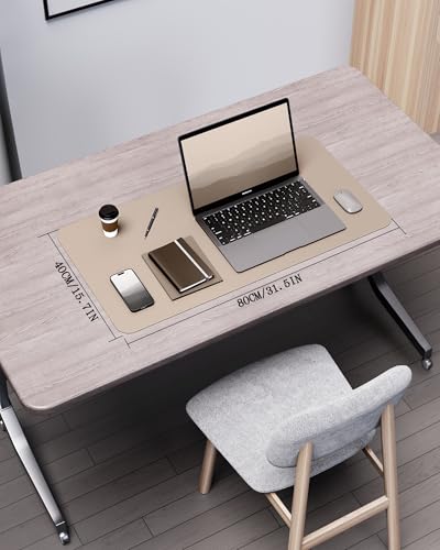Image of YSAGi Double-Sided Desk Pad, 35.4 inchx17 inch Leather Desk Mat, Eco Cork Desk Pad Protector,Large Mouse Pad,Waterproof Desk Blotter for Office /Home (Beige /Cork)