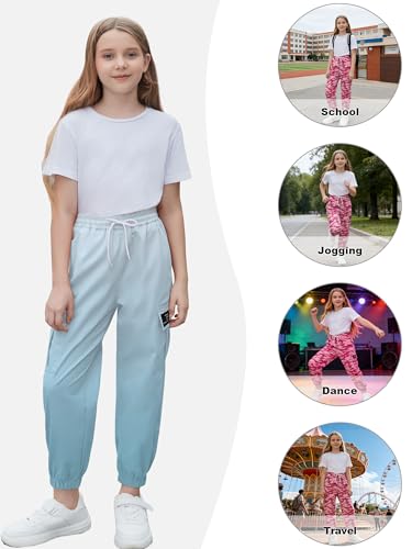 Image of Cromoncent Girls & Womens Camo Print Cargo Pants Outdoor Lightweight Jogger Baggy Pants, 6 Years - XX-Large