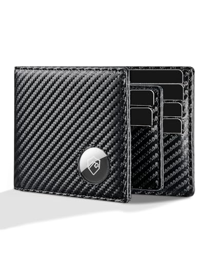 YESIIW Apple Airtag Wallet Men Slim: Air Tag Wallet with Airtag Holder, RFID Blocking, Bifold, Front Pocket, Minimalist Card Wallet, Carbon Fiber Wallet