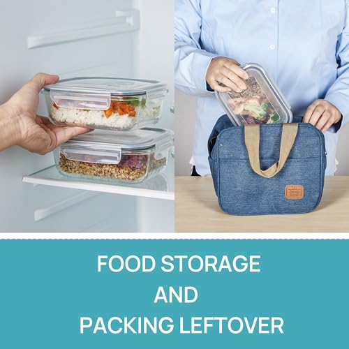 Vtopmart 5Pack 22oz Glass Storage Containers with Lids, Glass Meal Prep Food Container Sets with Snap Airtight Lids for Microwave, Oven, Freezer and Dishwasher (Gray) - Image 6