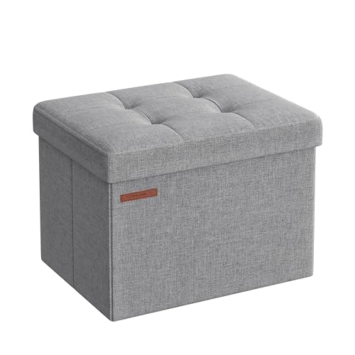 SONGMICS Sitzhocker mit Stauraum, kleine klappbare Sitzbank, 31 x 41 cm Fußbank, Aufbewahrungsbox,...