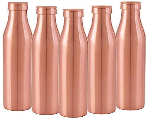 Image of Nirlon Pure Copper Joint Free & Leak Proof for Ayurvedic Health Benefits 1000 ml Bottle (Pack of 5, Copper)