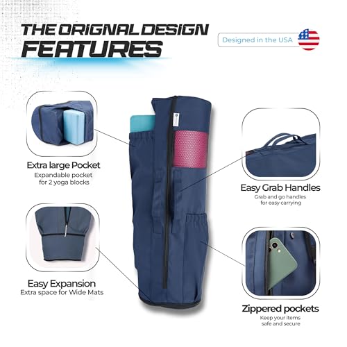 MAGNILAY Yoga Mat Bag with Adjustable Strap - Large Pilates Bag Yoga Bag for Mats Blocks Towels, 32 Inch Length for Wide Mats