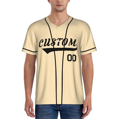 Camiseta de béisbol personalizada para hombres y mujeres en talla única color beige miniatura 6