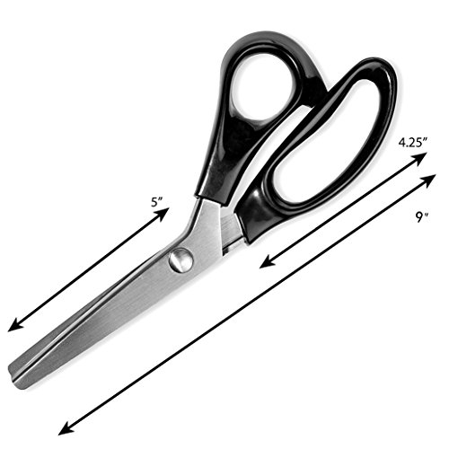 Image of BlueSnail Stainless Steel Pinking Shears Comfort Grip Handled Professional Fabric Crafts Dressmaking Zig Zag Cut Scissors Sewing Scissors(9 inch, Serrated, Black)